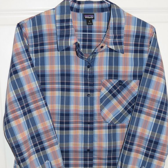 Patagonia Tops - Patagonia Women's Blue Plaid LS Snap Button Shirt